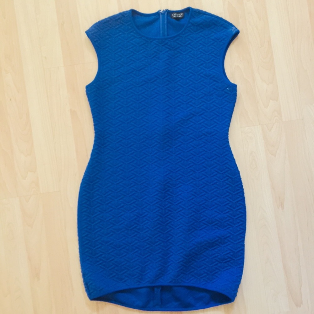 Topshop sleeveless quilted cobalt blue dress 12